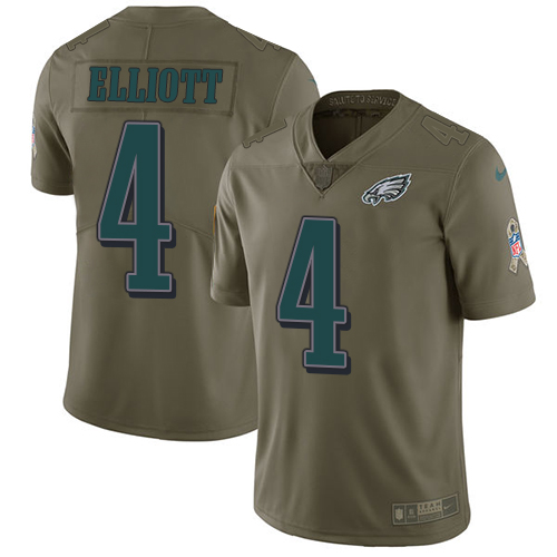 Nike Eagles #4 Jake Elliott Olive Men's Stitched NFL Limited Salute To Service Jersey - Click Image to Close